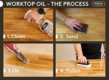 WOCA Denmark Worktop Oil Natural |750 ml| Finish & Restore Wood Butcher Block countertops, Cutting Boards, Kitchen Furniture and Other Wood Items Naturally. Food Contact Safe