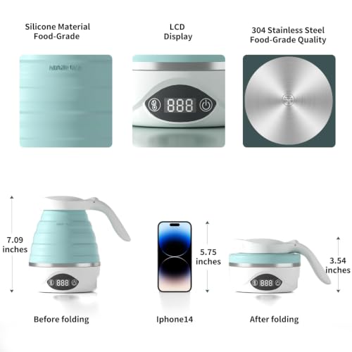 Collapsible Travel Electric Kettle 700mL, Fast Boil & LCD Temp Control