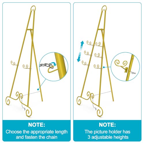 Gold Adjustable Easel Stand for Sign & Artwork - 46.5" H, 1 Pack