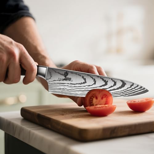 SANMEIHO Japanese Steel Knife Set with Block - 16 pcs Ultra Sharp Kitchen Knives