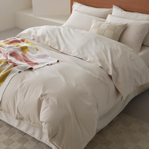 Double Stitch GOTS Organic Cotton King Duvet Cover, Washed 300TC,