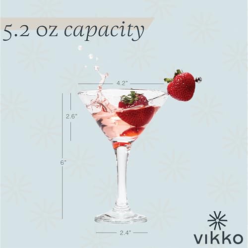12-Piece Martini Glass Set - 5.2 Ounce Elegant Cocktail Stemware - Pack of 12