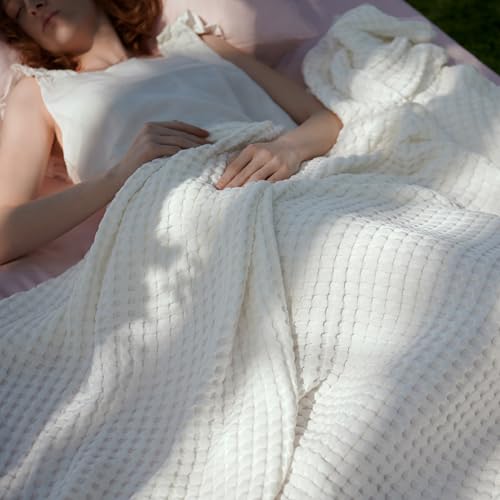 Cooling Waffle Blanket for Hot Sleepers - Ivory King 104 x 90 Inches Variation 01