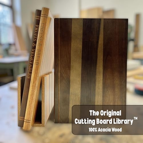 Premium Acacia Wood Cutting Board Collection with Display Stand - Kitchen Decor & Serving Set