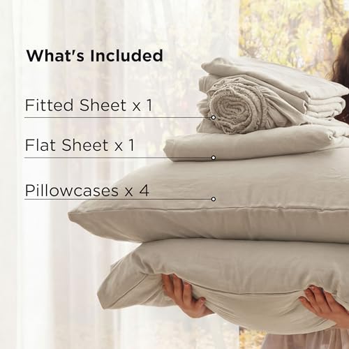 Bedsure Deep Pocket King Sheet Set - 6 Piece Ultra-Soft Linen / King