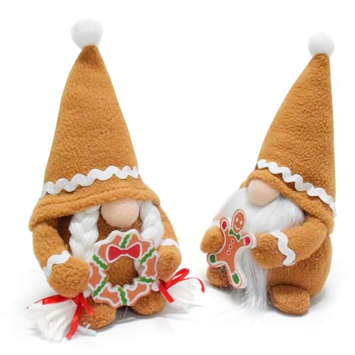 Vytina 2 Pack Christmas Gingerbread Gnome Decor - Handmade Holiday Ornaments
