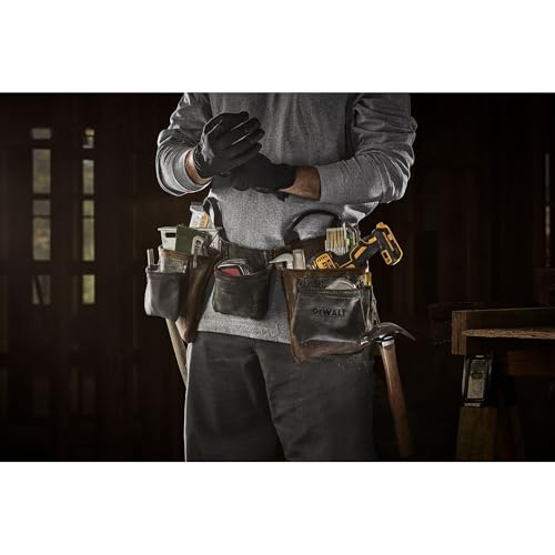 DeWalt Leather Tool Belt with 11 Pockets and Apron - One Size