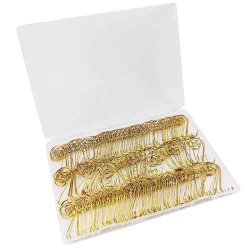 TIHOOD 200PCS 2inch Ornament Hooks, Christmas Ornament Hangers, Christmas Tree Hanger Baubles Ball Metal Hooks Xmas Decoration S Hooks (Gold)