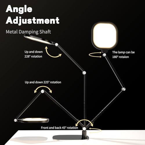 LitONES LED Desk Lamp for Home Office - Black, Adjustable Webcam & Reading Light