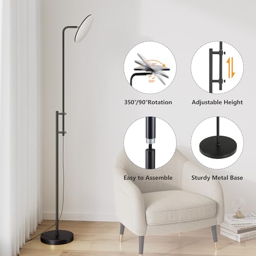 Bright Floor Lamp - Tall Standing Lamp for Living Room, Black, 32W