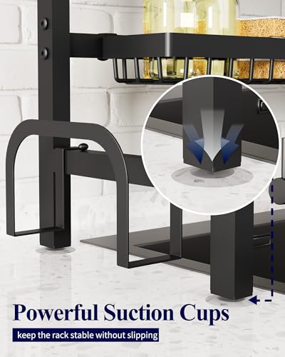 Kitsure Black Adjustable Over Sink Dish Drying Rack 31.5-39.4 Inches XL