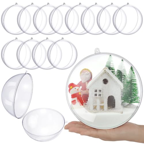 Syhood 15 Pack 6.3 Inch Clear Fillable Christmas Ornaments Plastic Balls