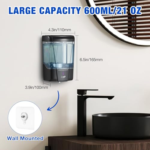 Black 4-Pack Touchless Automatic Soap Dispensers 600ml Wall Mount