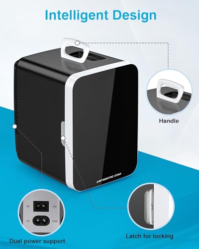 Antarctic Star 10L Compact Mini Fridge - Black Portable Cooler for Food, Drinks & Makeup
