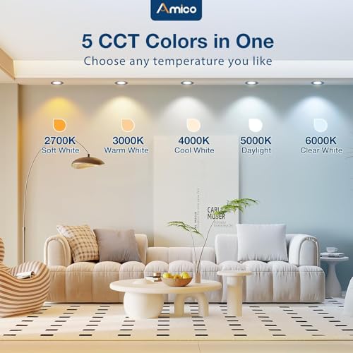 LED Recessed Lighting 6 Inch Black Retrofit Can Light - 5 Color Temp, Dimmable