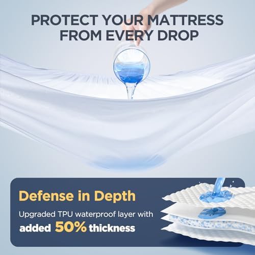 Skiennix Waterproof King Mattress Protector - Silver-Infused Bamboo Rayon for Health | Hypoallergenic & Odor-Free