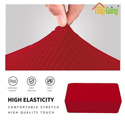 Christmas Red Large Ottoman Cover - Easy-Going Stretchy Slipcover for 33-40in Ottoman