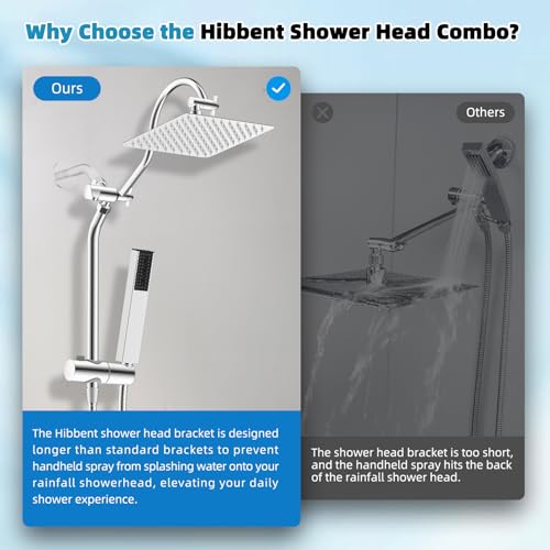 Square 10-Inch Rainfall Shower Head with 4-Mode Handheld Spray - Chrome