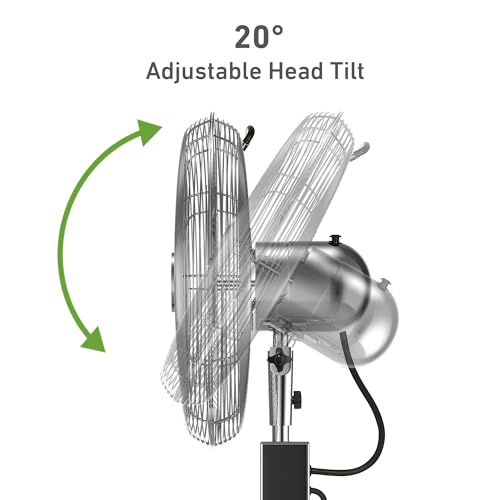 16-Inch Digital Oscillating Metal Stand Fan with Remote Control - 3 Speed Settings, Adjustable Height