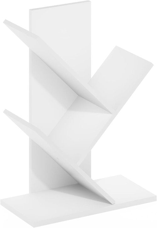 Furinno Tree Bookshelf - 3-Tier Angled Open Bookcase for Stylish Room Decor | White, 8.4 x 15.7 x 21.3 Inches