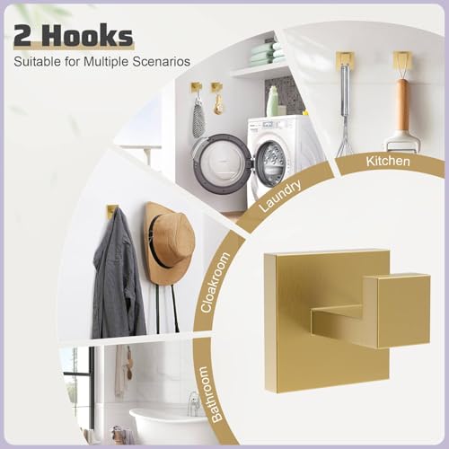 5-Piece Brushed Gold Bathroom Hardware Set with Double-Base Toilet Paper Holder & Towel Bar