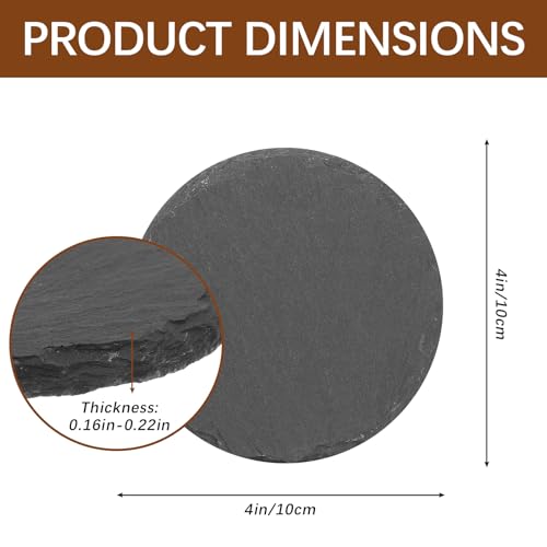 72 Pcs Black Natural Slate Coasters Set with Anti-Scratch Bottoms - Round 4 Inch Laser Engraving Blanks - Ideal for Home, Office, Bar, Gifts (Variation: 72 Round Coasters)