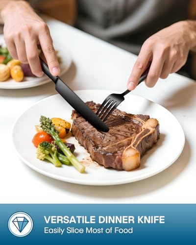 Black 40-Piece Stainless Steel Flatware Set for 8 - Modern Dinner Cutlery