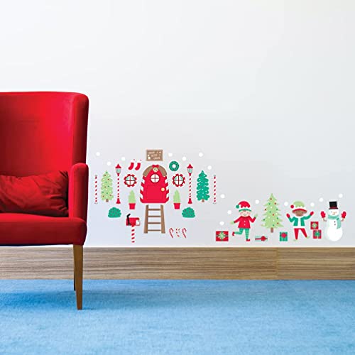 Paper Riot Co. Build Your Own Elf House Christmas Holiday Wall Stickers Removable Adhesive for Classroom Kids Room Nursery Bedroom Home Decor Decals