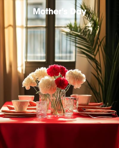 Pureegg Red 54 x 108 Inch Disposable Tablecloths - 10 Pack, Rectangle, Leakproof & Sturdy