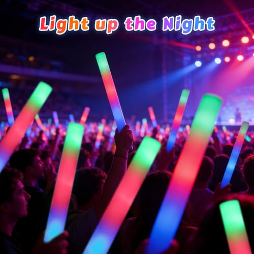 72PCS LED Foam Light Up Sticks Party Pack for Weddings, Concerts & Celebrations