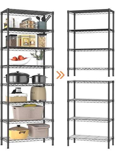 Golpart 8-Tier Adjustable Metal Wire Shelving Storage Rack Black 12"D x 22"W x 72"H