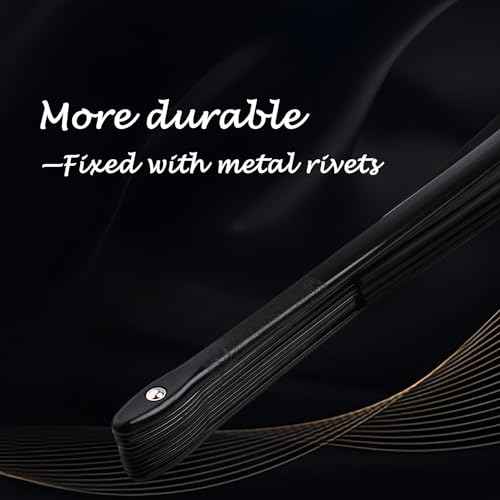 2 Pack Large Folding Hand Fan, Black Chinese Kung Fu Tai Chi Fan Nylon-Cloth Fan For Men And Women Performance, Dance, Decorations, Festival, Gift (Folding fan black 2p)