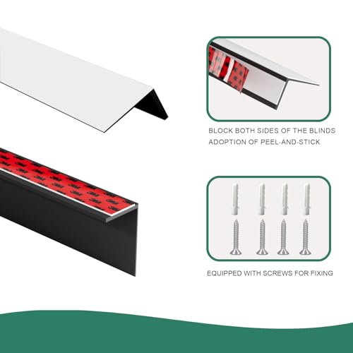 Bliwans White Light Blocking Strips for Window Shades - 58 Inch, 4 Pieces, Side Light Blocker for Blinds & Curtains