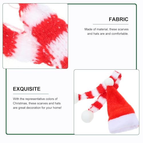 20pcs Mini Santa Hat Knit Christmas Decorations for Dolls Crafts & Gifts