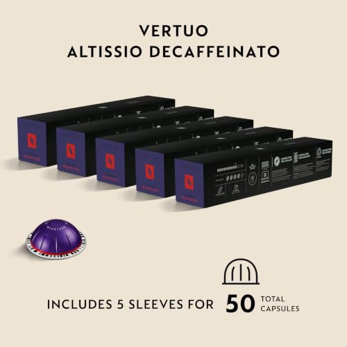 Nespresso Vertuo Altissio Decaffeinato 50-Count Coffee Pods - Dark Roast, Full-bodied & Creamy