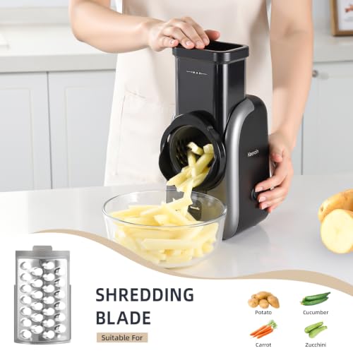 Electric Vegetable Slicer and Cheese Grater - Multifunctional Rotary Cutter with 4 Stainless Steel Blades