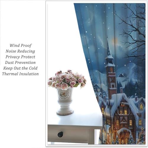 TOWINSFB Christmas Tree Town Cabin Blackout Curtains - 42x84 Inches Pack of 2