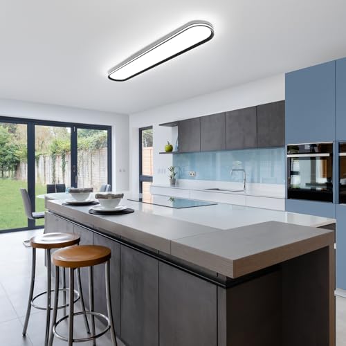 Black LED Ceiling Light Dimmable 39 Inch with Remote Control for Living Room Kitchen