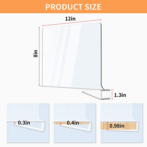Acrylic Shelf Dividers 12 Pack Clear Closet Organizers Easy Install