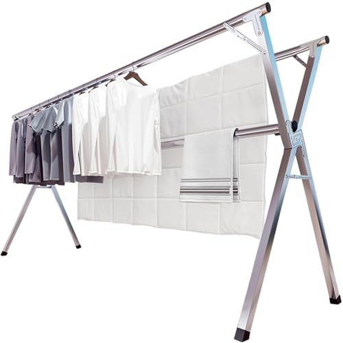 79-Inch Clothes Drying Rack - Collapsible Indoor Outdoor Laundry Storage - Silver