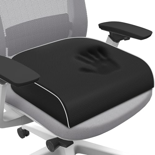 Black X-Large Memory Foam Seat Cushion for Tailbone Pain Relief - Ergonomic Chair Pad