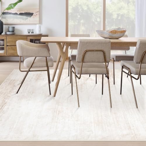 MXSANYOO 8x10 Beige Washable Modern Abstract Rug Non-Slip Indoor Carpet