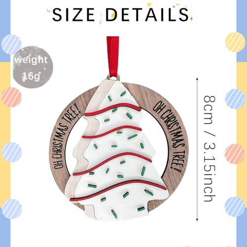 Snack Cake Print Wooden Christmas Ornament 3.15'' – Funny Nostalgic Holiday Tree Decoration