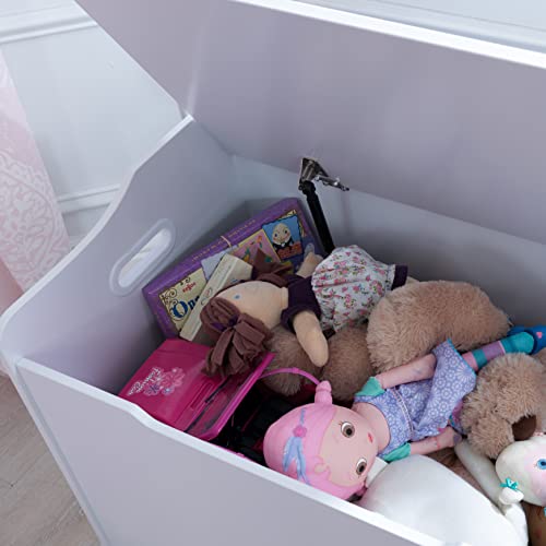 KidKraft Austin Wooden Toy Storage Bench - White, Safety Hinged Lid, Ages 3+