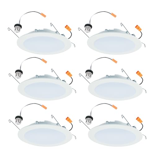 HALO 6-Inch Slim LED Recessed Light Trim Kit 6 Pack, Dimmable, 5CCT, 965lm, Wet Location