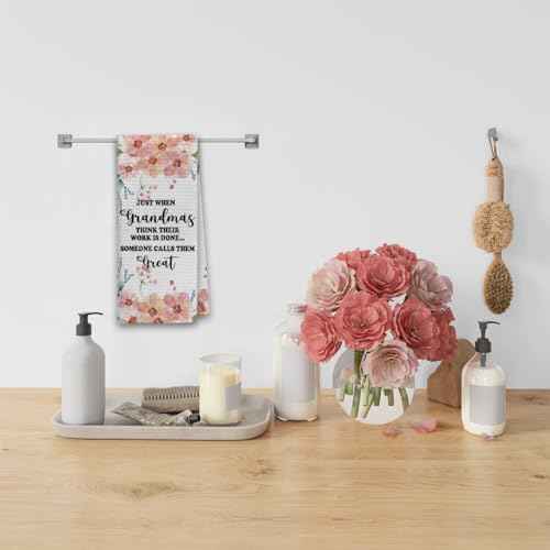 Dibor Great Grandma Gifts Kitchen Dishcloths, Pregnancy Announcement Hand Towels, Tea Towels for Bathroom Kitchen, 16x24 Inches