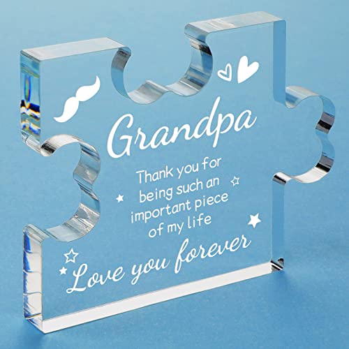 Grandpa Gifts Acrylic Plaque – Puzzle Style Birthday Gift for Grandpa (Variation: Grandpa) – Funnli