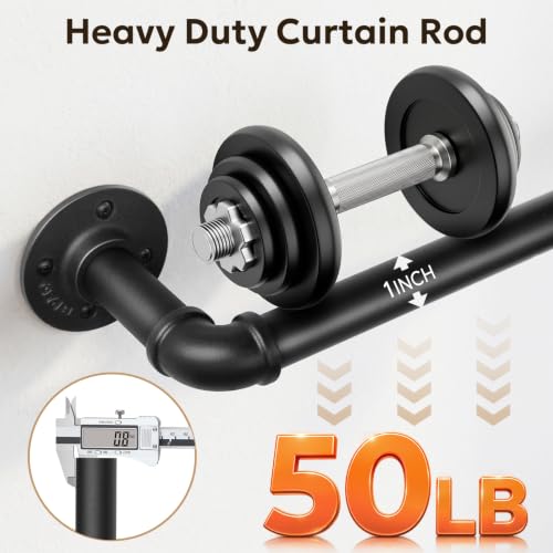 Zeerobee Matte Black Adjustable Curtain Rod 48-86 Inches, 2 Pack Industrial Design