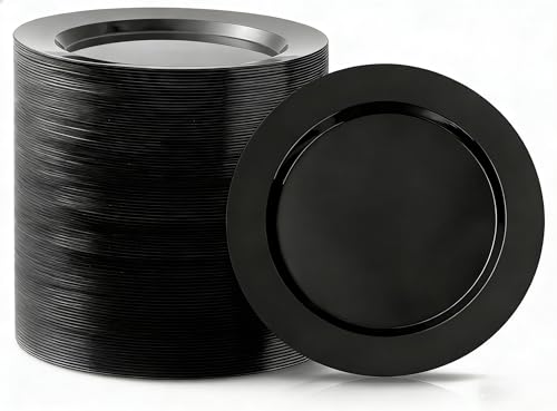 Black Plastic Dinner Plates 10 Inch - 100 Pack for Events & Parties - Variation: Black-100 / 10inch