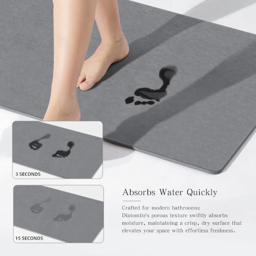 Extra Large Stone Bath Mat 36x24 Inches Non-Slip Shower Rug Gray Variation 1
